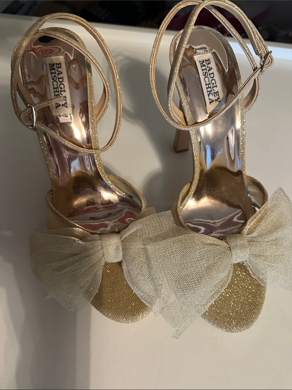 Gold Platform Bow Sandals - Badgley Mischka
